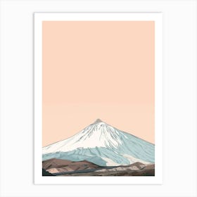 Mount Teide Spain Color Line Drawing (8) Art Print