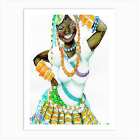 Slim African Dancer With Beads Art Print
