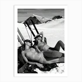 Vintage Bikini Ski Girls Photo Art Print