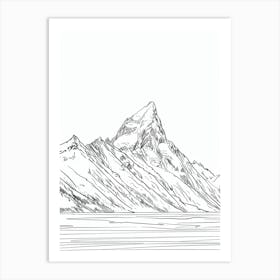 Mount Cook Usa Line Drawing 5 Art Print