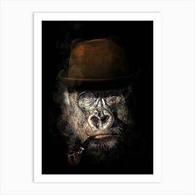 Gorilla Smoking A Pipe Art Print