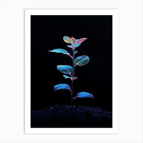 Neon Plant Growing In The Dark 1 Art Print