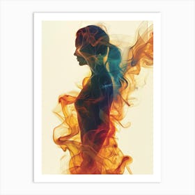 Silhouette Of A Woman In Smoke 1 Art Print