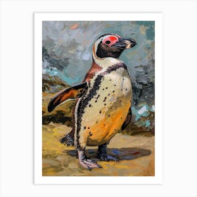 African Penguin Floreana Island Oil Painting 3 Art Print