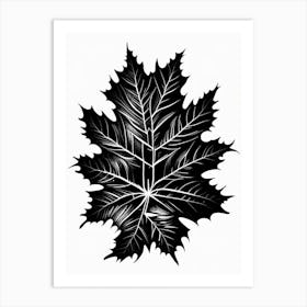 Maple Leaf Linocut Art Print