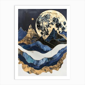 Moon Over Mountains Art Print