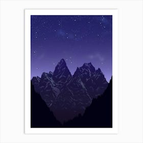 Night Sky With Mountains Art Print