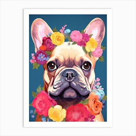 French Bulldog Portrait With A Flower Crown, Matisse Painting Style 2 Art Print