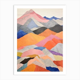 Mount Elbert United States Colourful Mountain Illustration Art Print