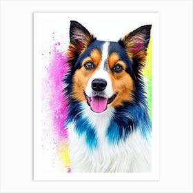 Miniature American Shepherd Rainbow Oil Painting Dog Art Print