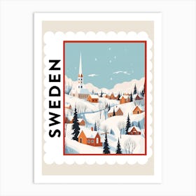 Retro Winter Stamp Poster Abisko Sweden Art Print