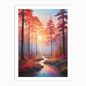 Sunset In The Forest 9 Art Print