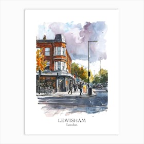 Lewisham London Borough   Street Watercolour 2 Poster Art Print
