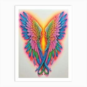 Neon Angel Wings Art Print