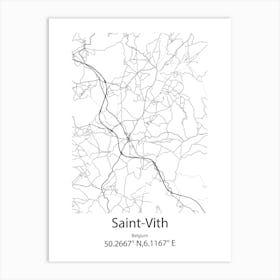 Saint Vith,Belgium Minimalist Map Art Print