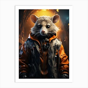 Cyberpunk Style A Possum In Basketball Kit 3 Art Print