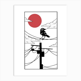 Crow On A Telephone Pole Art Print