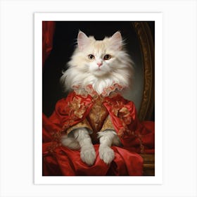 Cat In Red Medieval Clothing 3 Art Print