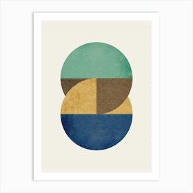 Circle Colorblock Mid-century Modern - Abstract Modern Minimalist Art Print