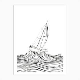 Sailing Boat In The Waves Art Print