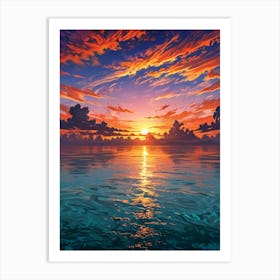 Sunset Over The Ocean Art Print