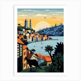 Istanbul, Turkey Skyline With A Cat 0 Art Print