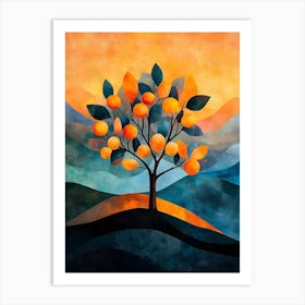 Modern Orange Tree 7 Art Print