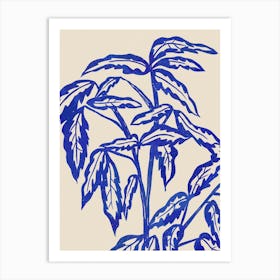 Minimal Blue Plant Art Print