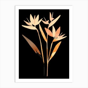 Watercolor Flowers On Black Background Art Print