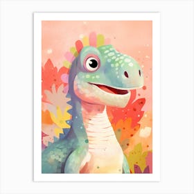 Colourful Dinosaur Maiasaura 1 Art Print