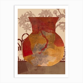 Abstract Still Life With Urn, Tangerine and Goldenrod, Collage No.12923-06 Art Print