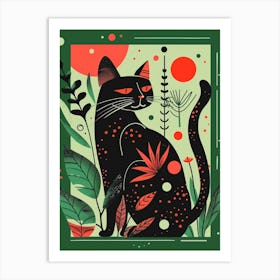 Black Cat In The Garden 10 Art Print