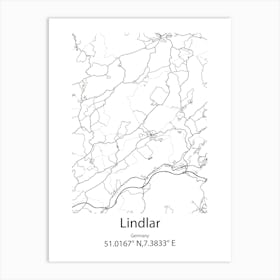 Lindlar,Germany Minimalist Map Art Print