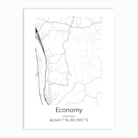 Economy,United States Minimalist Map Art Print