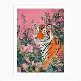 Floral Animal Painting Tiger 5 Art Print