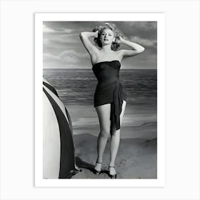 Lucille Ball Modeling Strapless Swimsuit On Beach Art Print