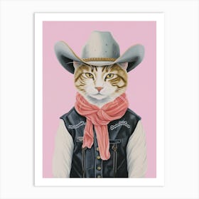 Cowboy Ginger Cat Quirky Western Print Pet Decor 2 Art Print