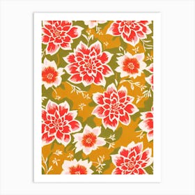 Hosta Floral Print Retro Pattern1 Flower Art Print