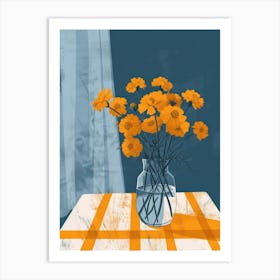 Marigold Flowers On A Table   Contemporary Illustration 4 Art Print