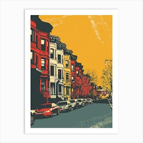 Crown Heights New York Colourful Silkscreen Illustration 2 Art Print