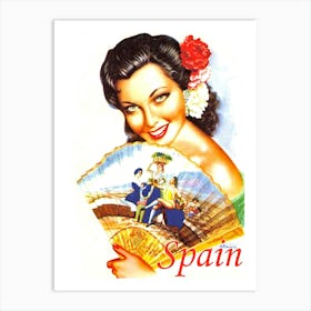 Spain, Woman With A Fan Art Print