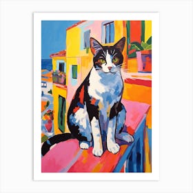 Painting Of A Cat In Ibiza Spain 2 Art Print