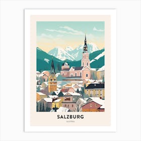 Vintage Winter Travel Poster Salzburg Austria 5 Art Print