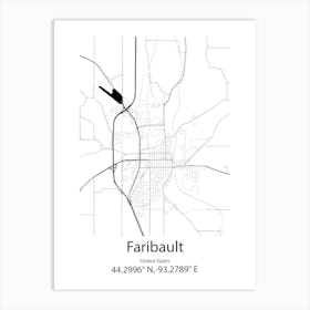 Faribault,United States Minimalist Map Art Print