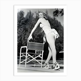 Actress Marilyn Monroe Poses For A Portrait In A Bathing Suit And High Heels In Circa 1953 Art Print