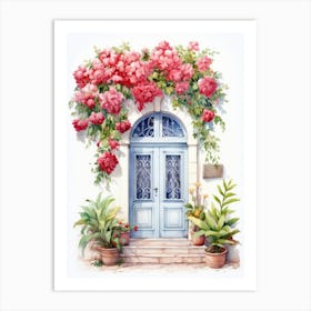 Marseille, France   Mediterranean Doors Watercolour Painting 4 Art Print