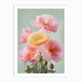 Roses Flowers Acrylic Painting In Pastel Colours 4 Art Print