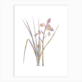 Stained Glass Slime Lily Mosaic Botanical Illustration on White Art Print