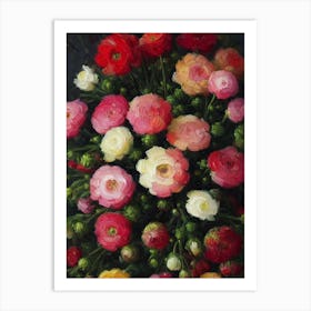Ranunculus Still Life Oil Painting Flower Art Print