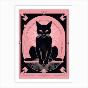 The Magician Tarot Card, Black Cat In Pink 1 Art Print